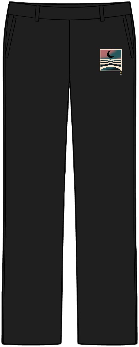 HD Crescent over a curved sea crossed by three parallel wave lines Women’s Tailored Tech Trousers