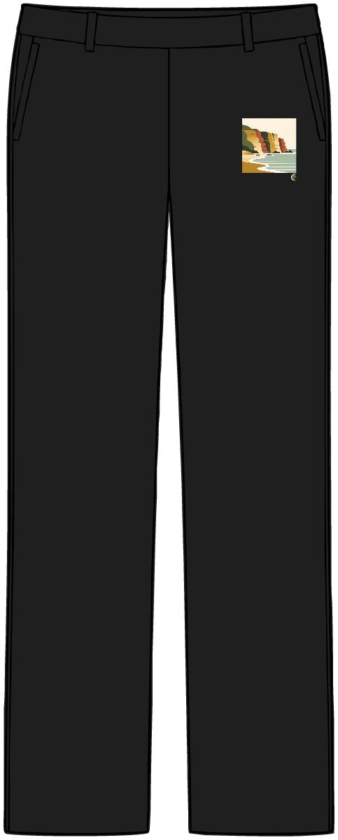 HD Low coastal cliffs reduced to stacked rounded color planes Women’s Tailored Tech Trousers