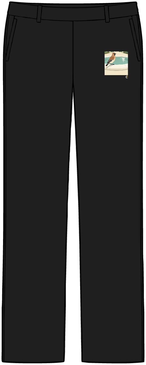 HD Waxwing pausing beside a reflective pool Women’s Tailored Tech Trousers