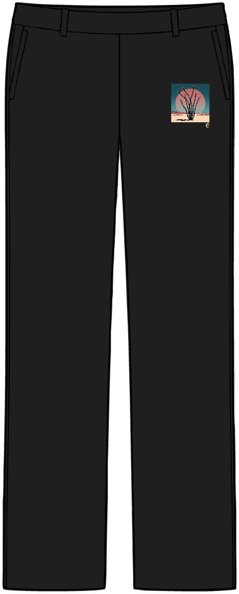 HD Flowering ocotillo crossing a large semicircle of dusk sky Women’s Tailored Tech Trousers