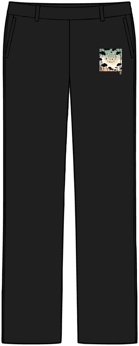 HD Spiral of small planets interlocking with broad plant silhouettes Women’s Tailored Tech Trousers