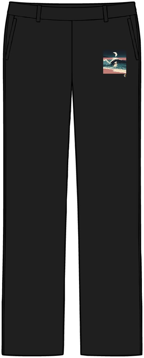 HD Breaking shore wave reflecting a broken arc of moonlight Women’s Tailored Tech Trousers
