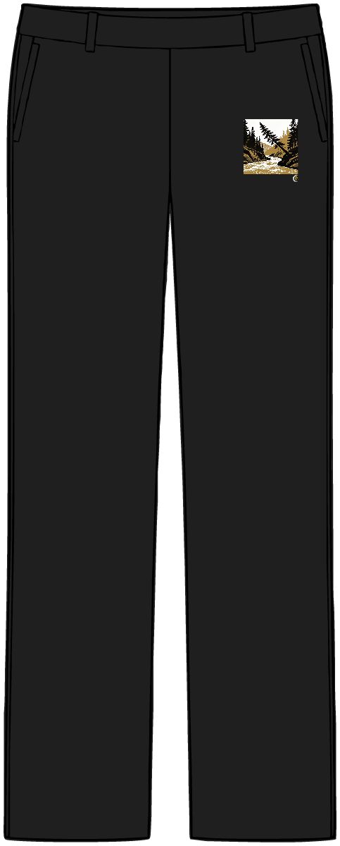 HD Spruce crown leaning above a swift river bend Women’s Tailored Tech Trousers