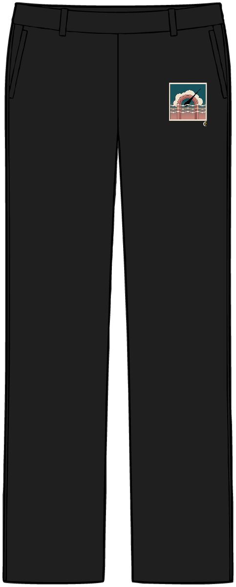 HD Meteor through a cloud arch crossed by three parallel wave lines Women’s Tailored Tech Trousers