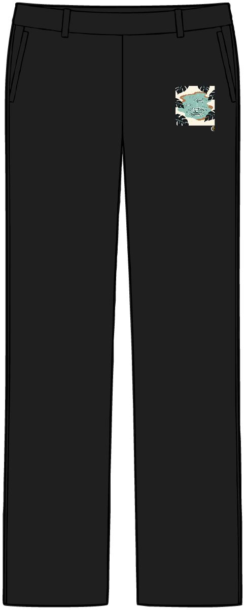 HD Rain rings on water framed by overlapping leaf silhouettes Women’s Tailored Tech Trousers