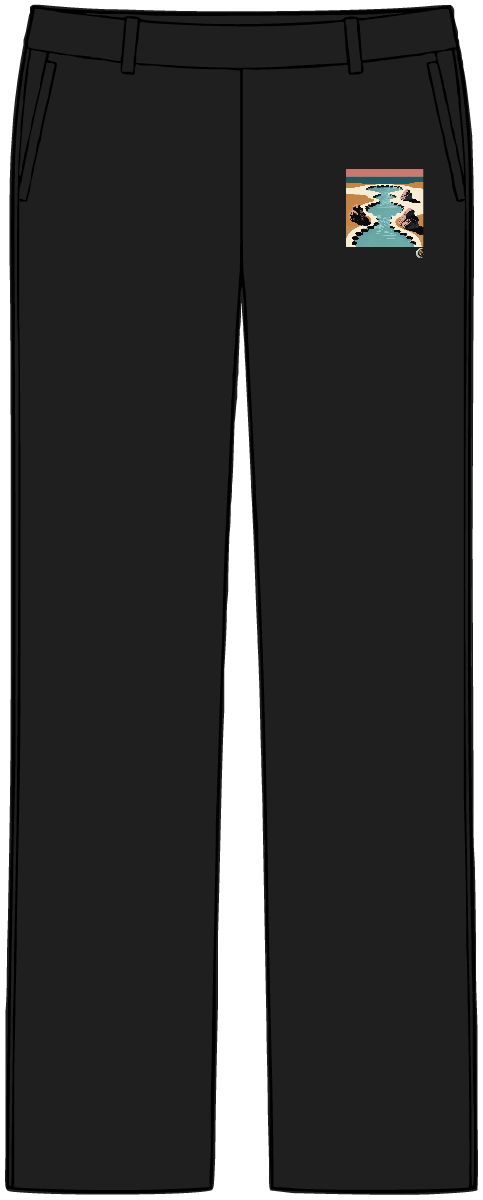HD Scalloped tidal pool flowing between three sculptural stone masses Women’s Tailored Tech Trousers