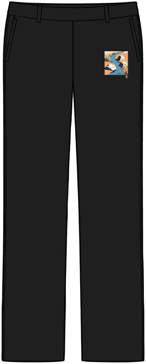 HD Reed-lined creek flowing between three sculptural stone masses Women’s Tailored Tech Trousers