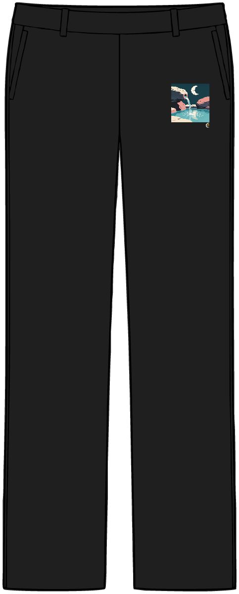 HD Spring between stones reflecting a broken arc of moonlight Women’s Tailored Tech Trousers
