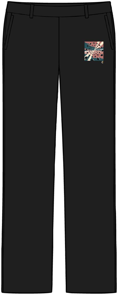 HD Spiral of small planets crossed by three parallel wave lines Women’s Tailored Tech Trousers