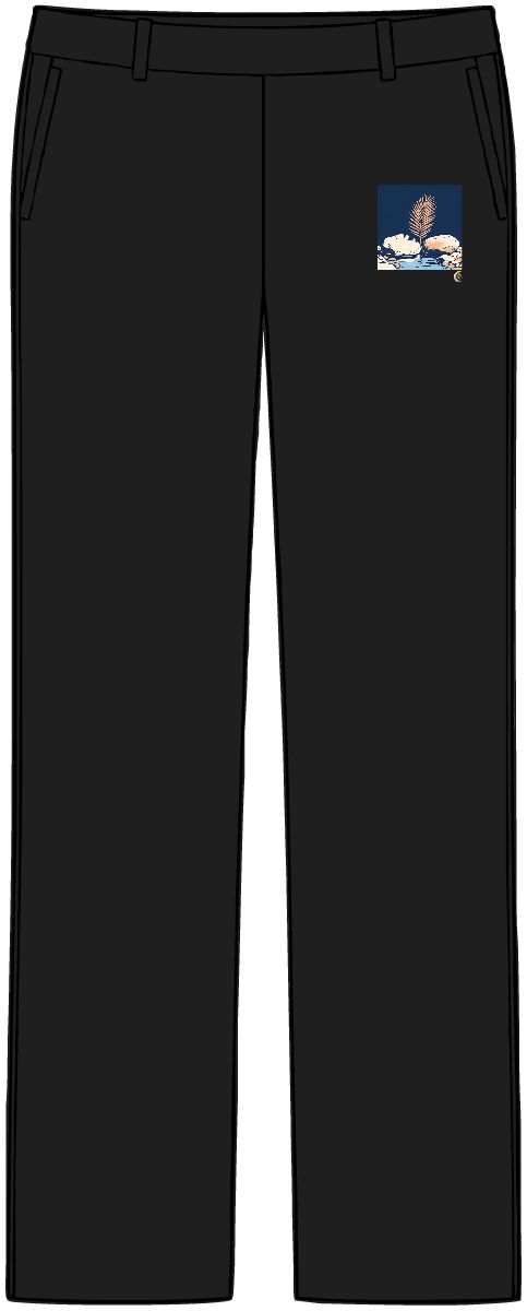 HD Palm frond emerging between two broad river stones Women’s Tailored Tech Trousers