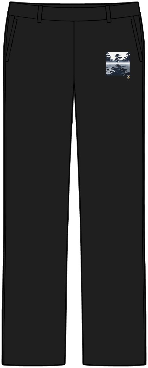 HD Cypress-knee cluster rising through a horizontal fog bank Women’s Tailored Tech Trousers