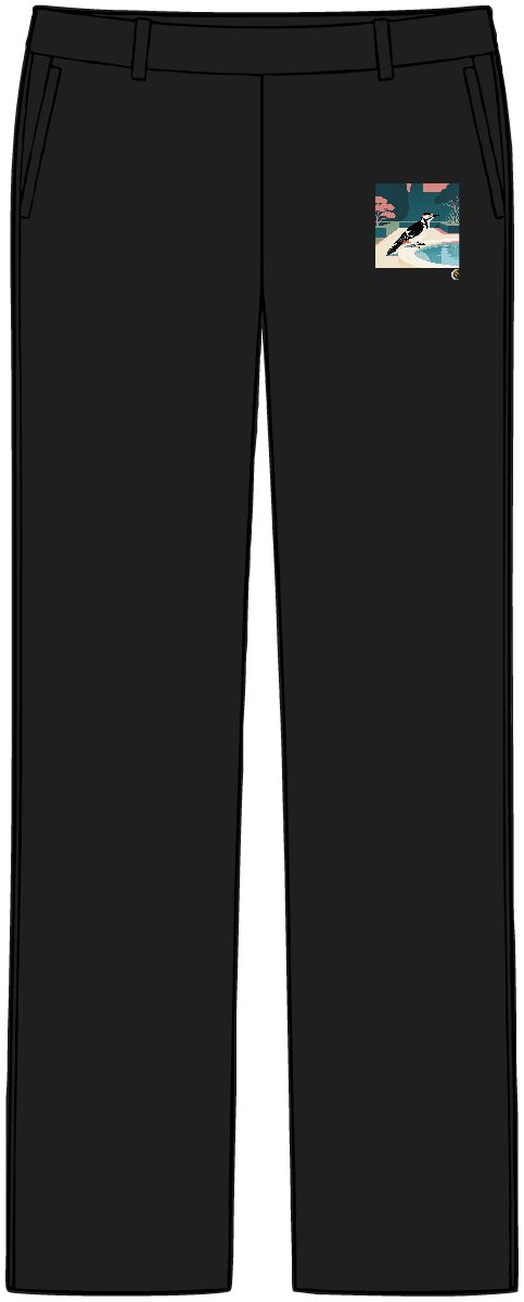 HD Woodpecker pausing beside a reflective pool Women’s Tailored Tech Trousers
