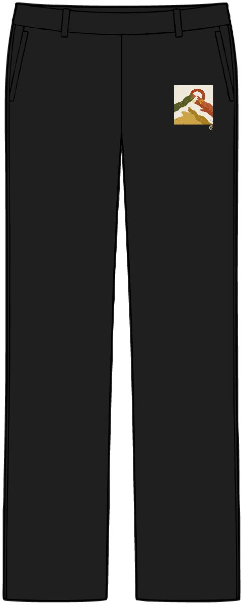 HD Sun behind a mountain arranged as overlapping flat color shapes Women’s Tailored Tech Trousers