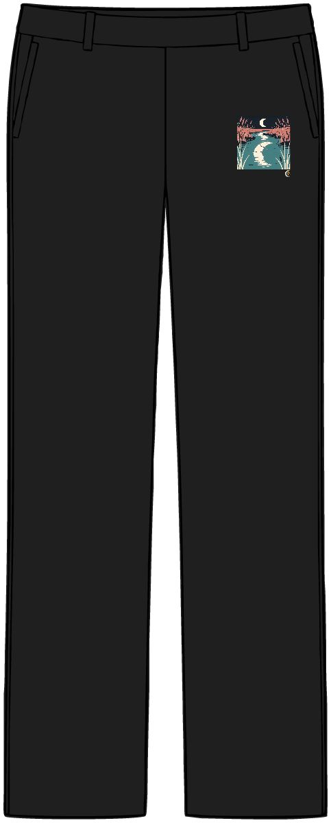 HD Reed-lined creek reflecting a broken arc of moonlight Women’s Tailored Tech Trousers