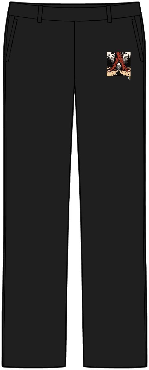 HD Redwood root flare framing a narrow distant mountain pass Women’s Tailored Tech Trousers