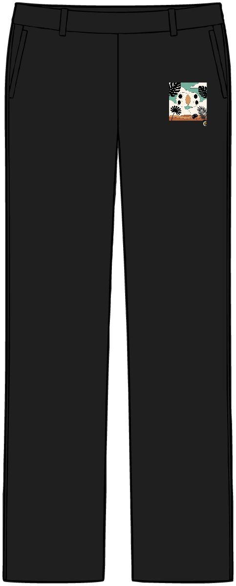 HD Pair of nested eclipses interlocking with broad plant silhouettes Women’s Tailored Tech Trousers