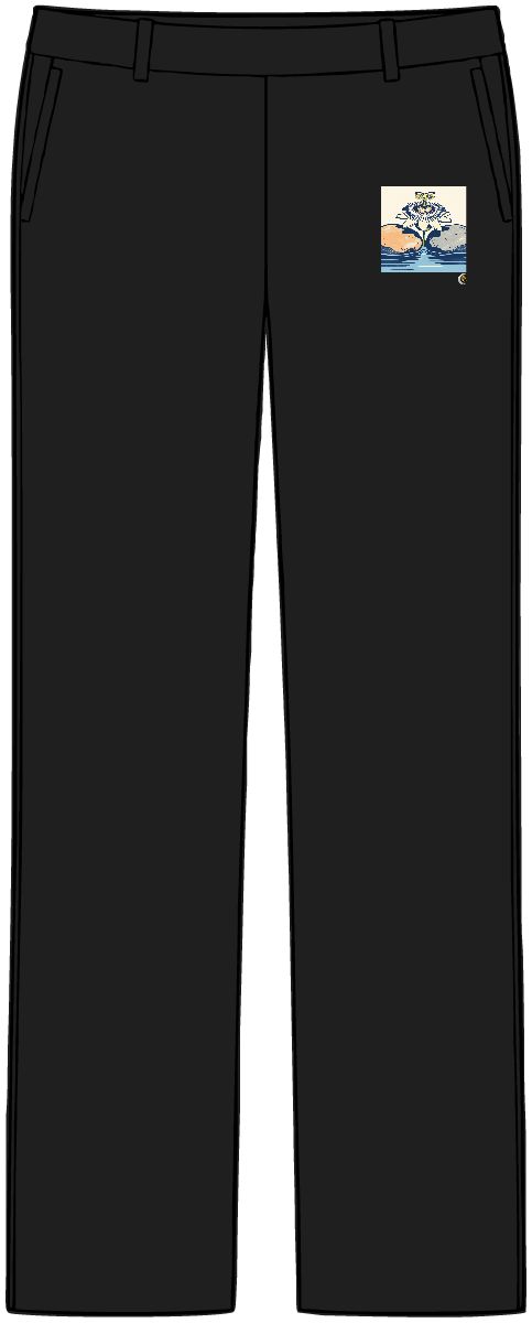 HD Passionflower emerging between two broad river stones Women’s Tailored Tech Trousers