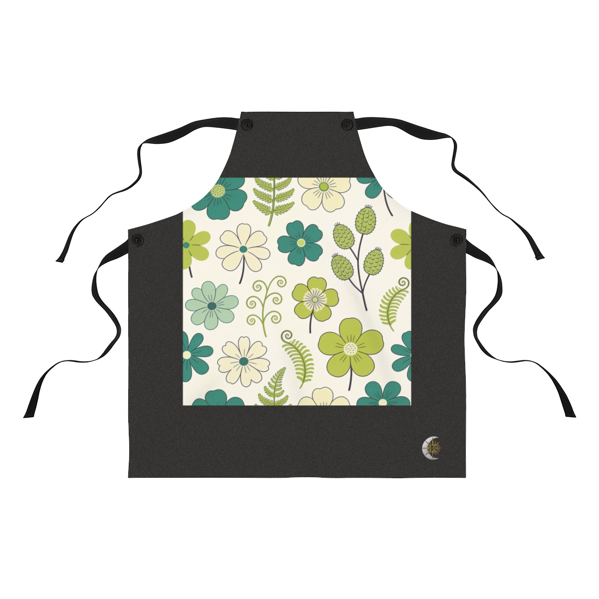 HD Layered meadow blossoms, seedpods and curling fern fronds Polyester Kitchen Apron