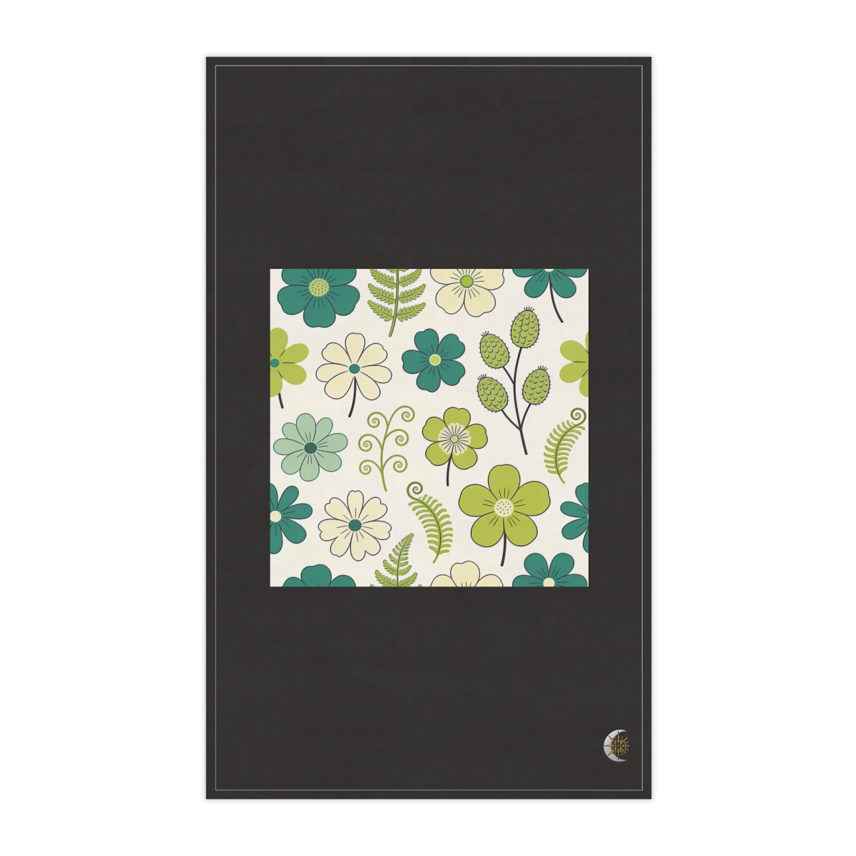 HD Layered meadow blossoms, seedpods and curling fern fronds 100% Cotton Twill Tea Towel