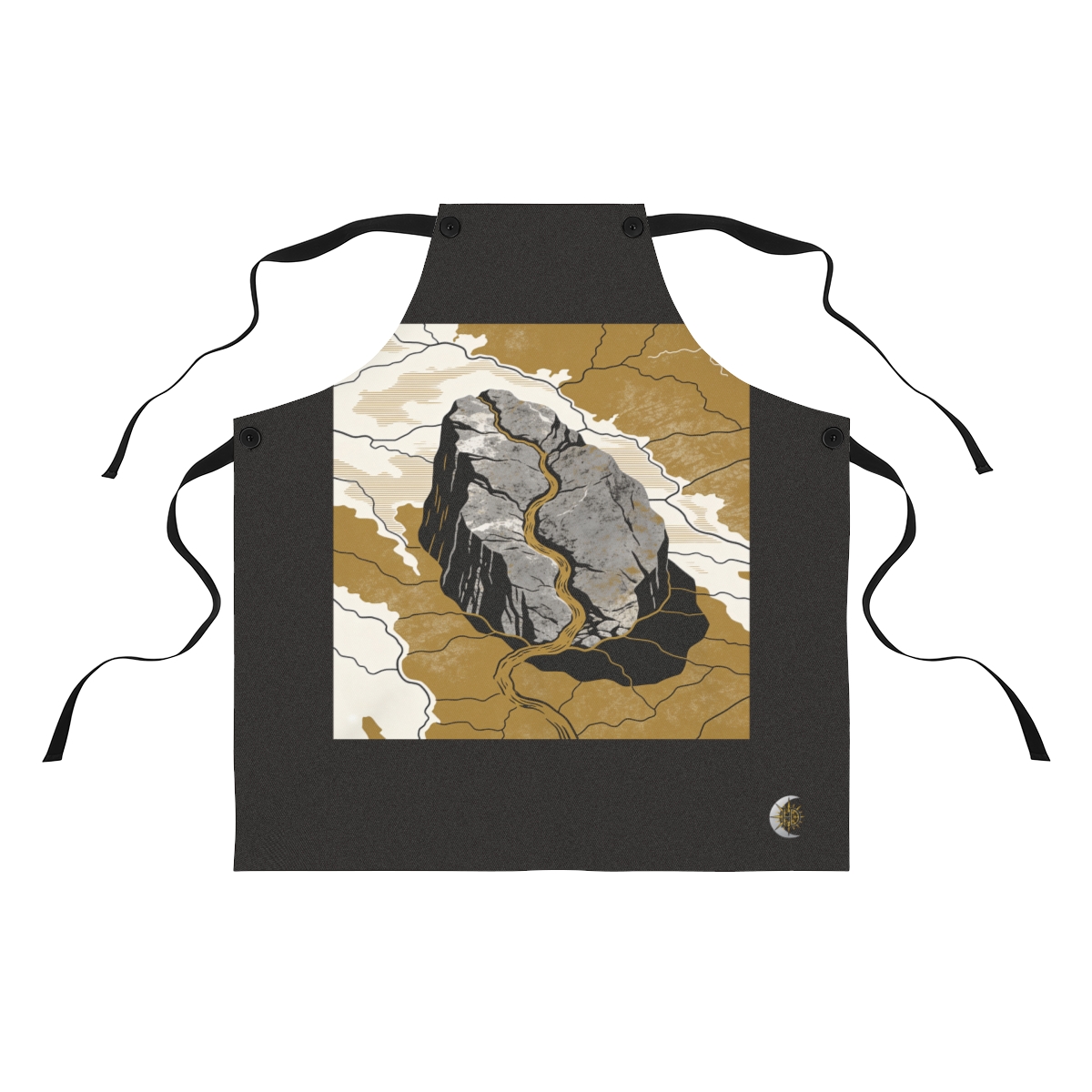 HD Granite massif crossed by a winding dry drainage Polyester Kitchen Apron