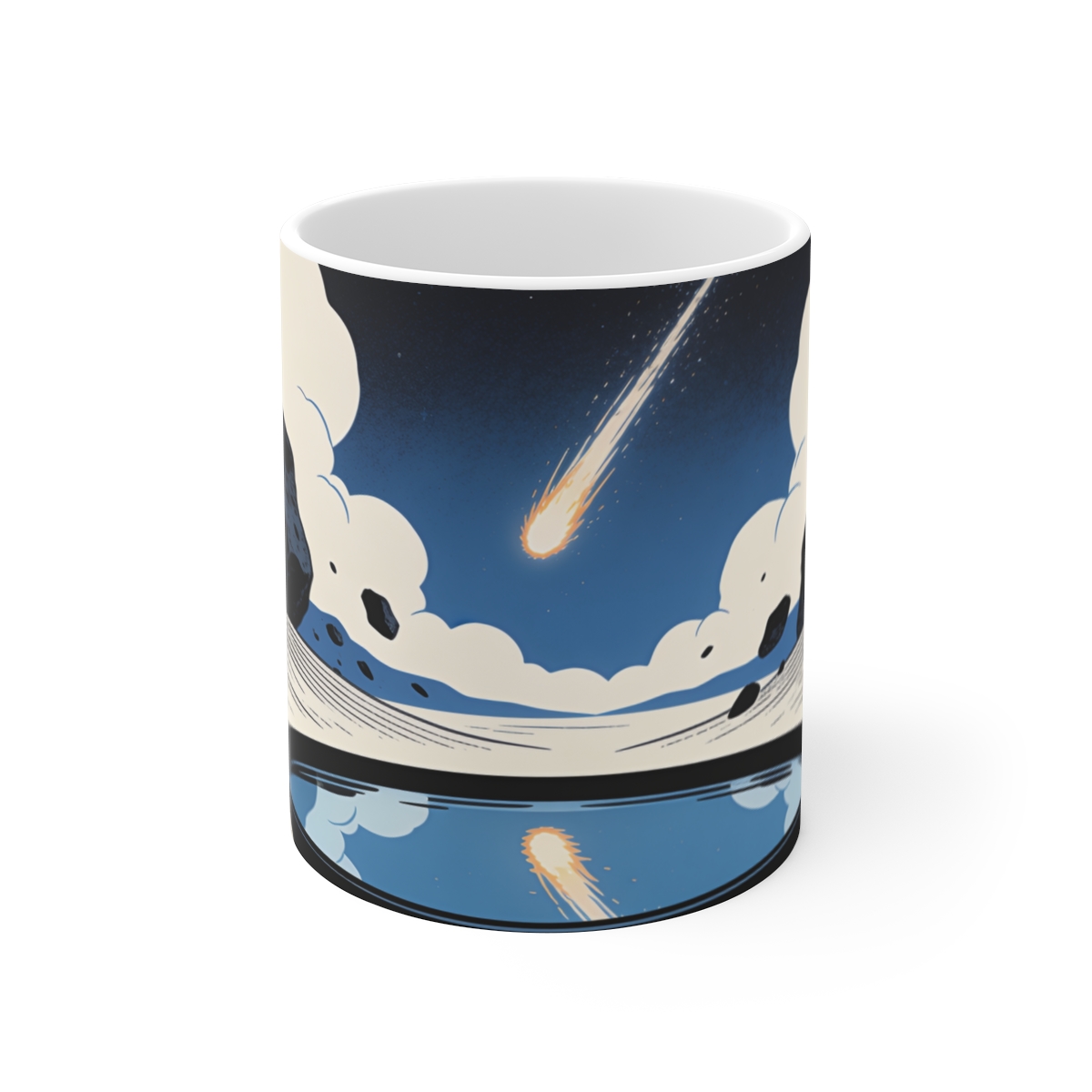 HD Meteor stream reflected in a glassy black basin Ceramic Mug 11oz