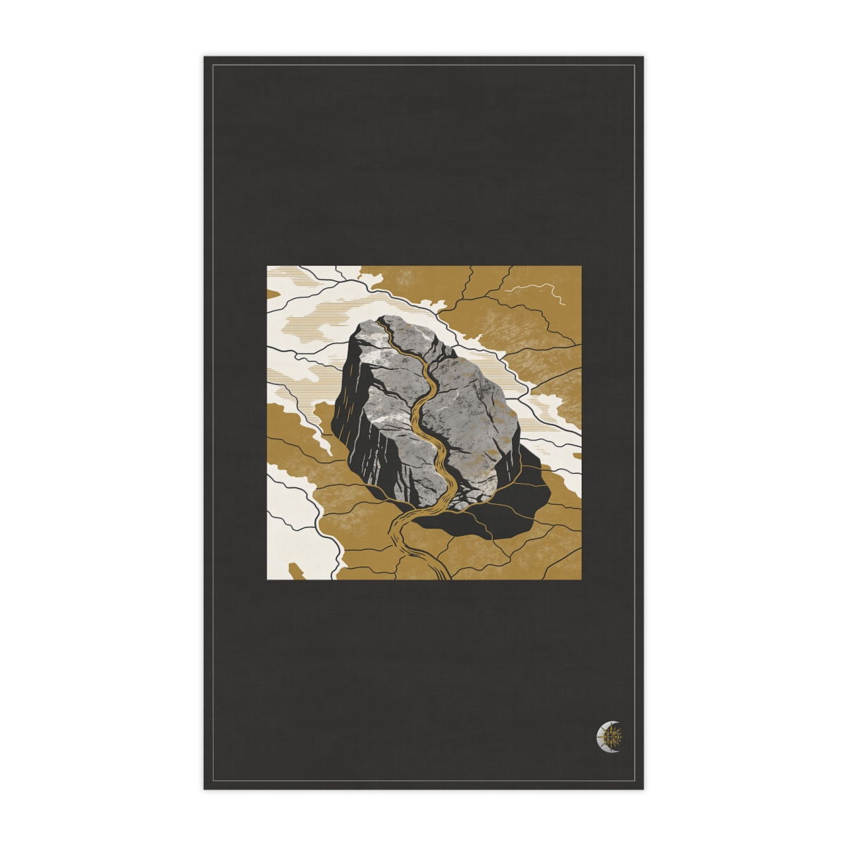 HD Granite massif crossed by a winding dry drainage 100% Cotton Twill Tea Towel