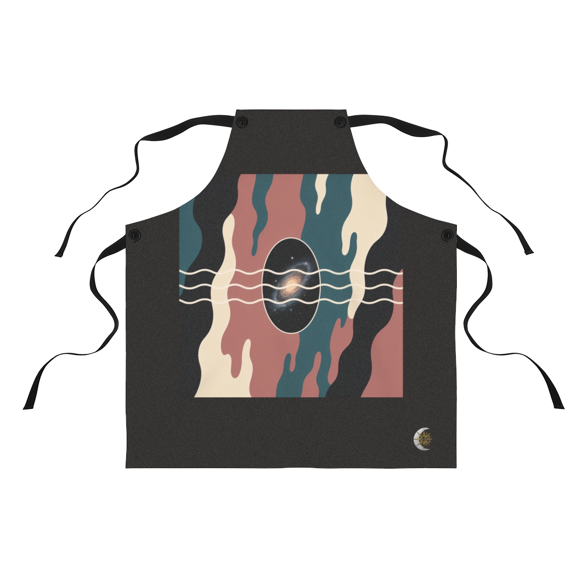HD Oval nebula crossed by three parallel wave lines Polyester Kitchen Apron