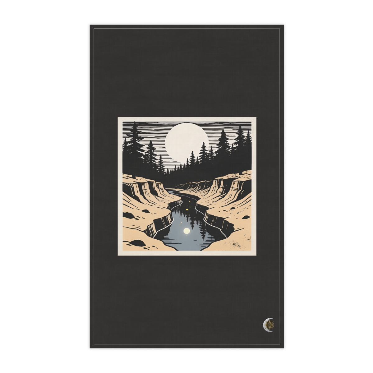 HD River-cut badland reflected in a narrow still pool 100% Cotton Twill Tea Towel