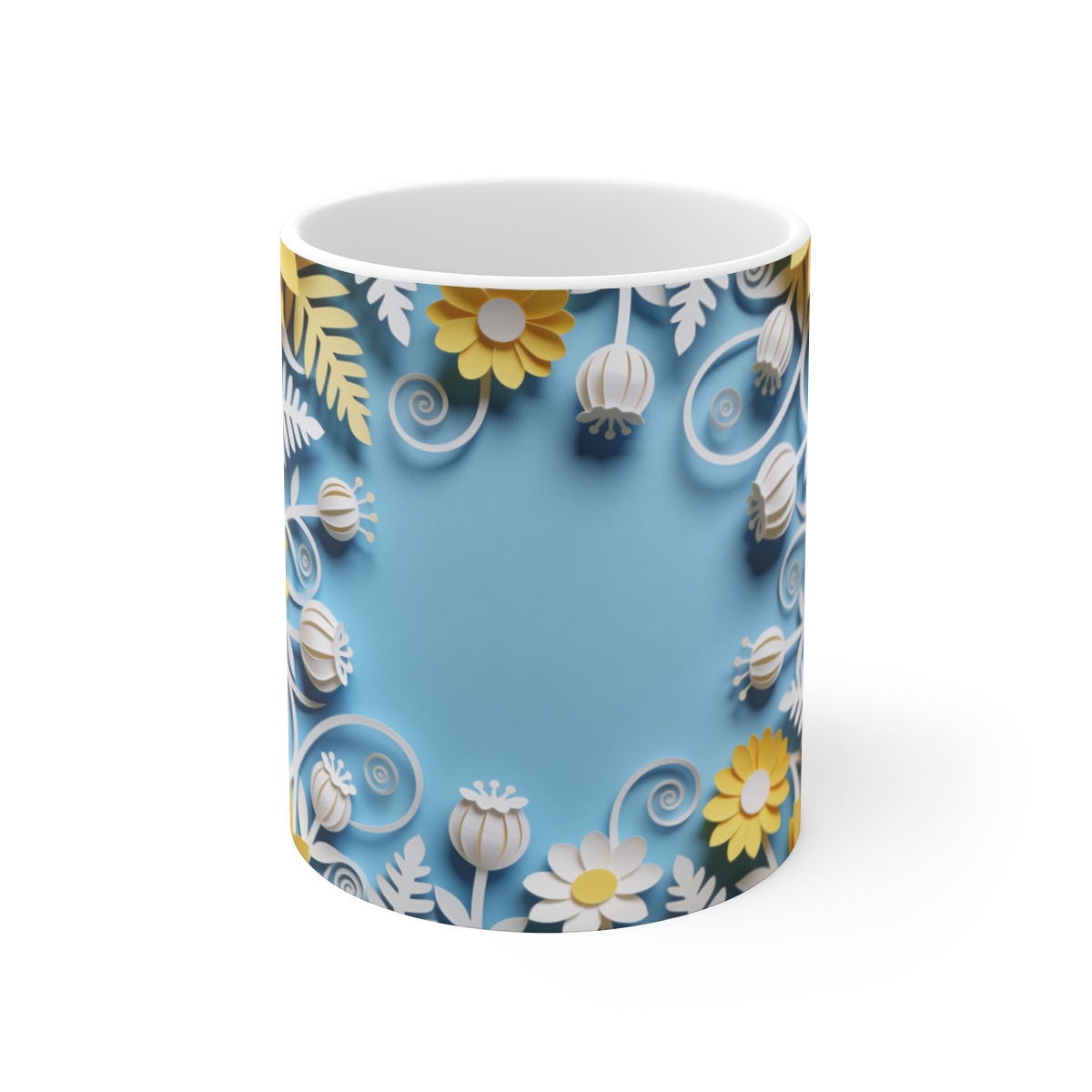 HD Layered meadow blossoms, seedpods and curling fern fronds Ceramic Mug 11oz