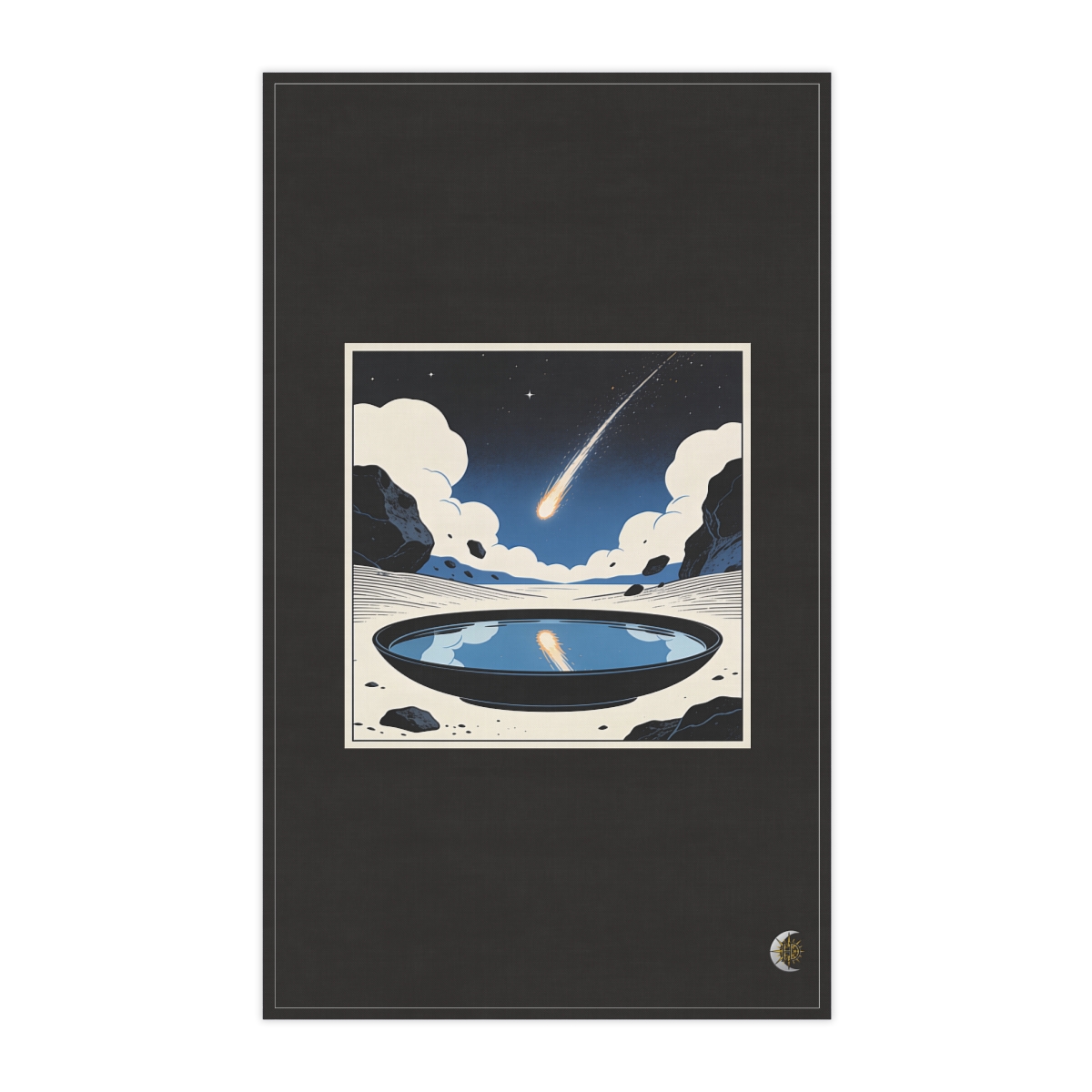 HD Meteor stream reflected in a glassy black basin 100% Cotton Twill Tea Towel