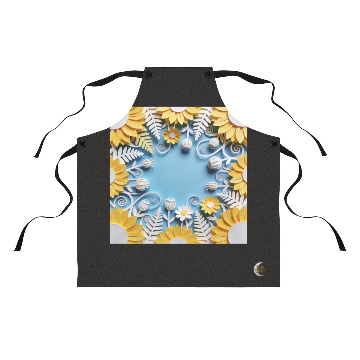 HD Layered meadow blossoms, seedpods and curling fern fronds Polyester Kitchen Apron