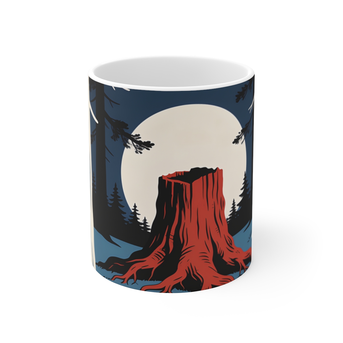 HD Redwood root flare isolated against a large low moon Ceramic Mug 11oz