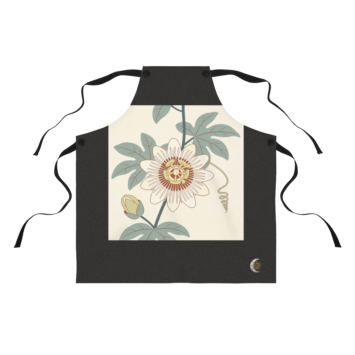 HD Passionflower interwoven with a single looping wind line Polyester Kitchen Apron