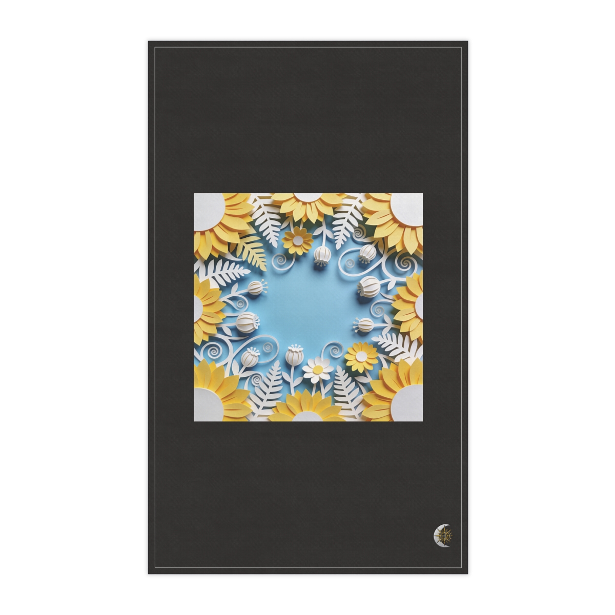 HD Layered meadow blossoms, seedpods and curling fern fronds 100% Cotton Twill Tea Towel