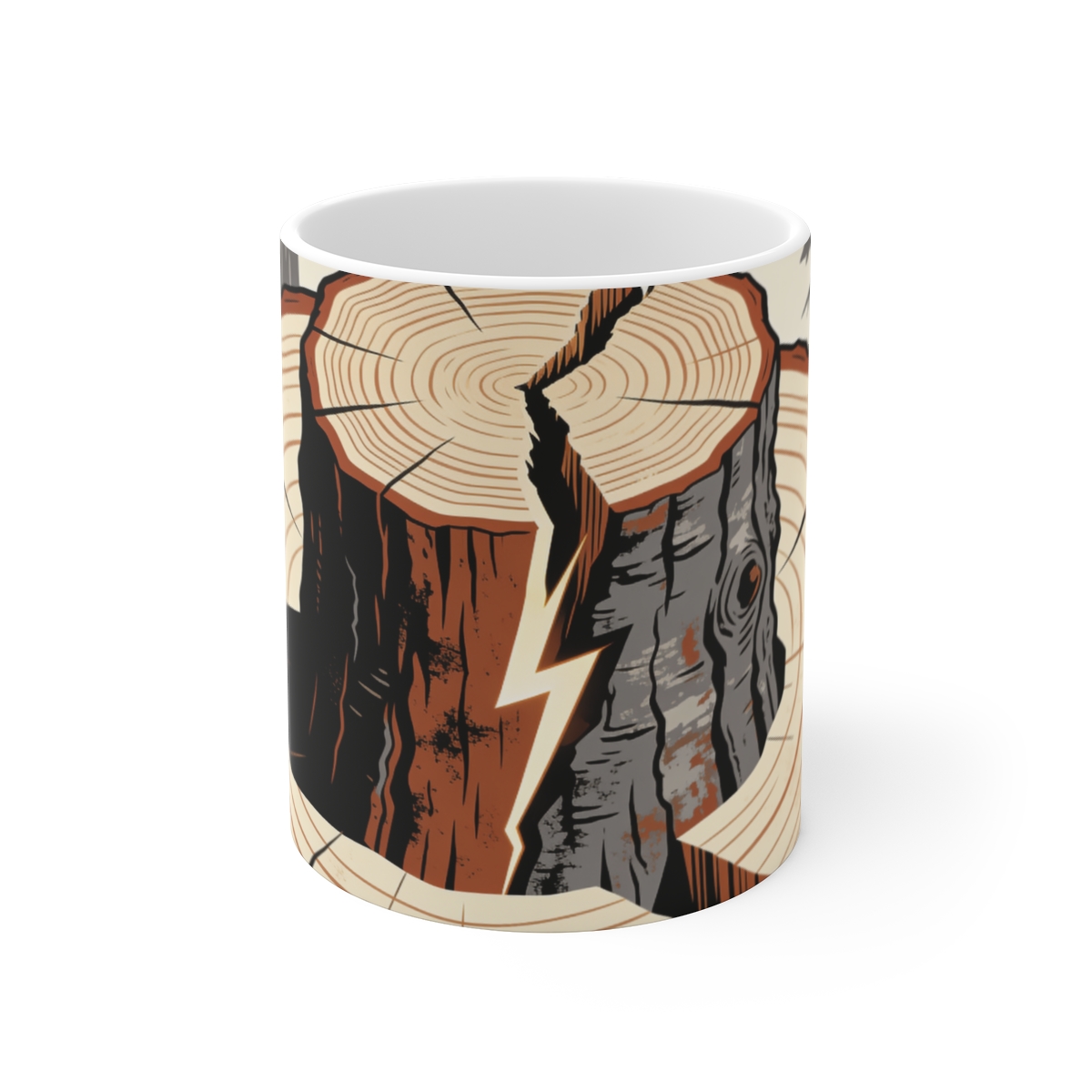 HD Lightning-split pine seen as a cropped grain and bark study Ceramic Mug 11oz