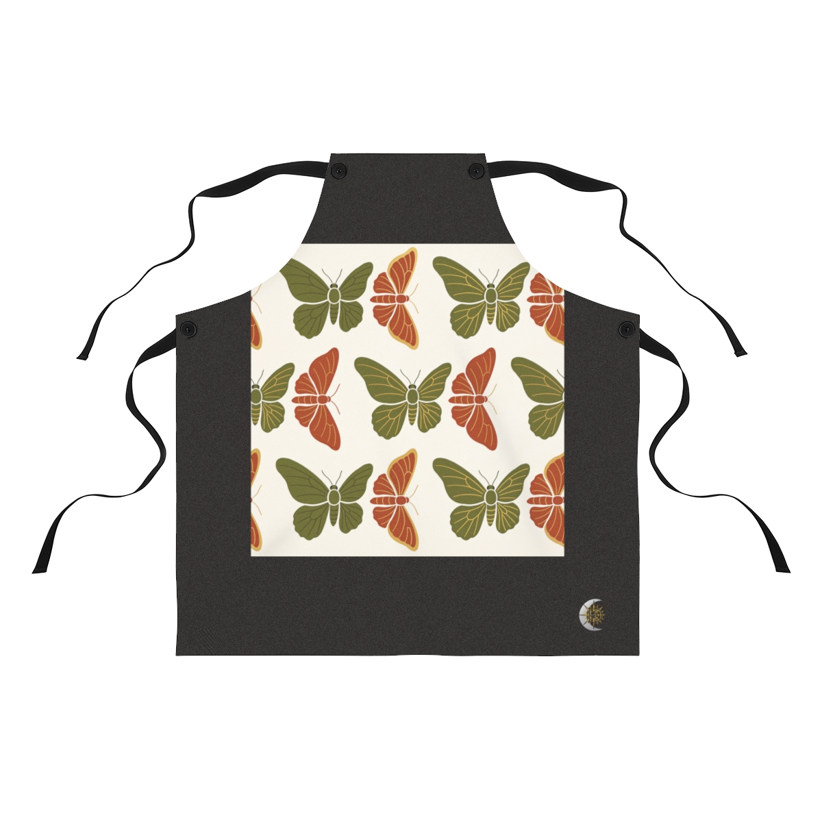HD Moth-wing curves alternating dense clusters with empty lanes Polyester Kitchen Apron