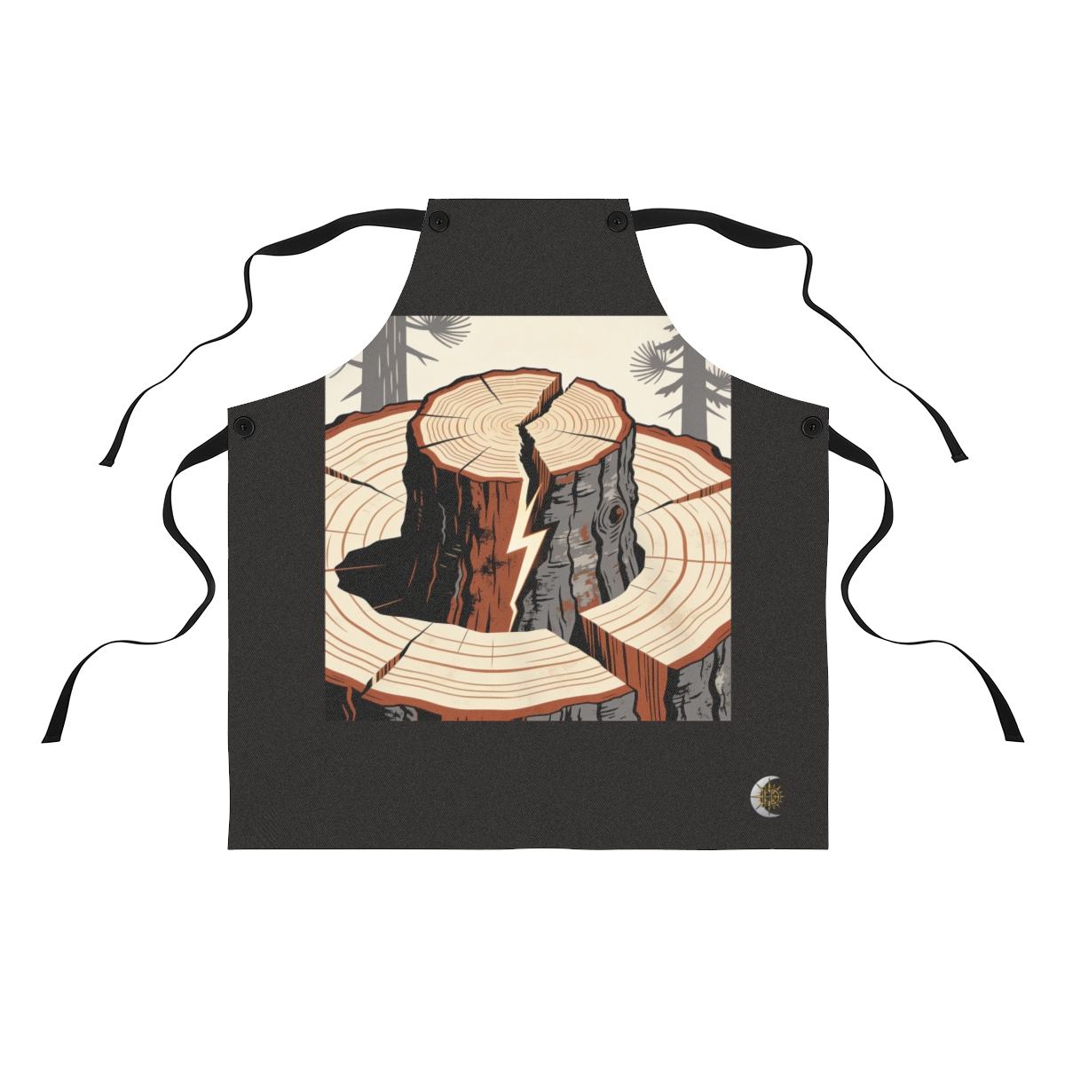 HD Lightning-split pine seen as a cropped grain and bark study Polyester Kitchen Apron
