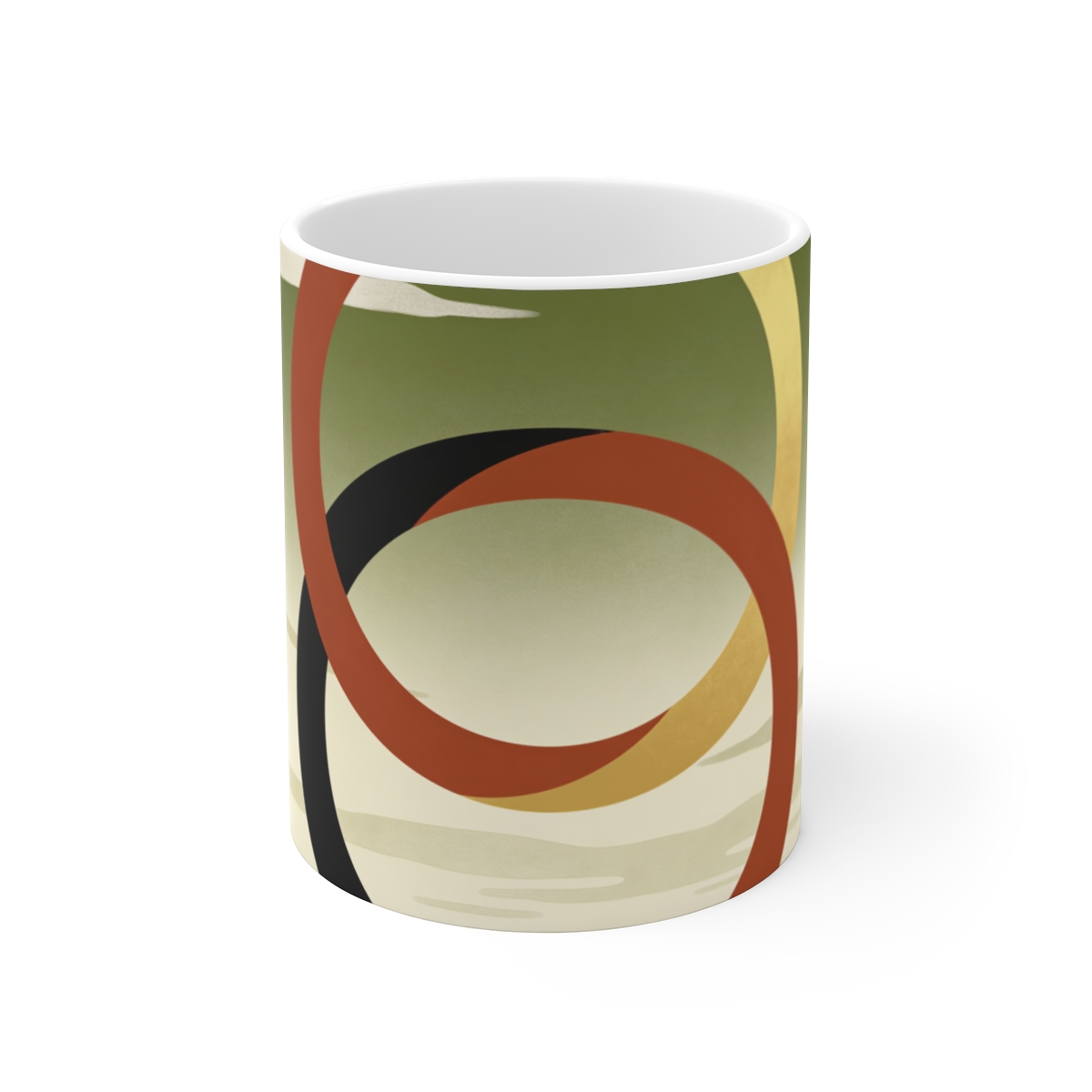 HD Pair of nested eclipses arranged as overlapping flat color shapes Ceramic Mug 11oz