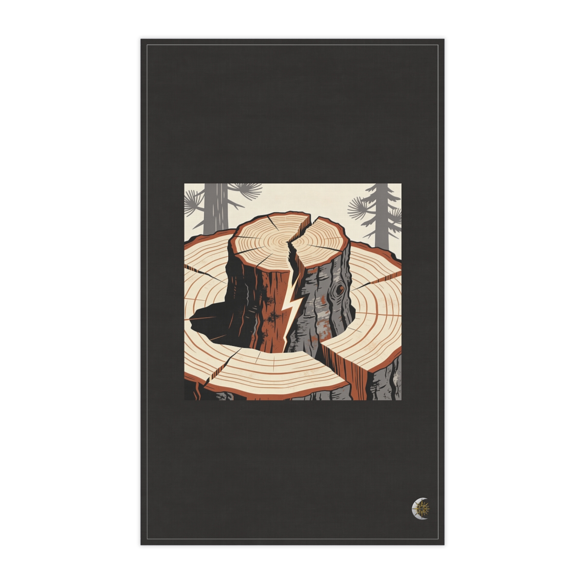 HD Lightning-split pine seen as a cropped grain and bark study 100% Cotton Twill Tea Towel