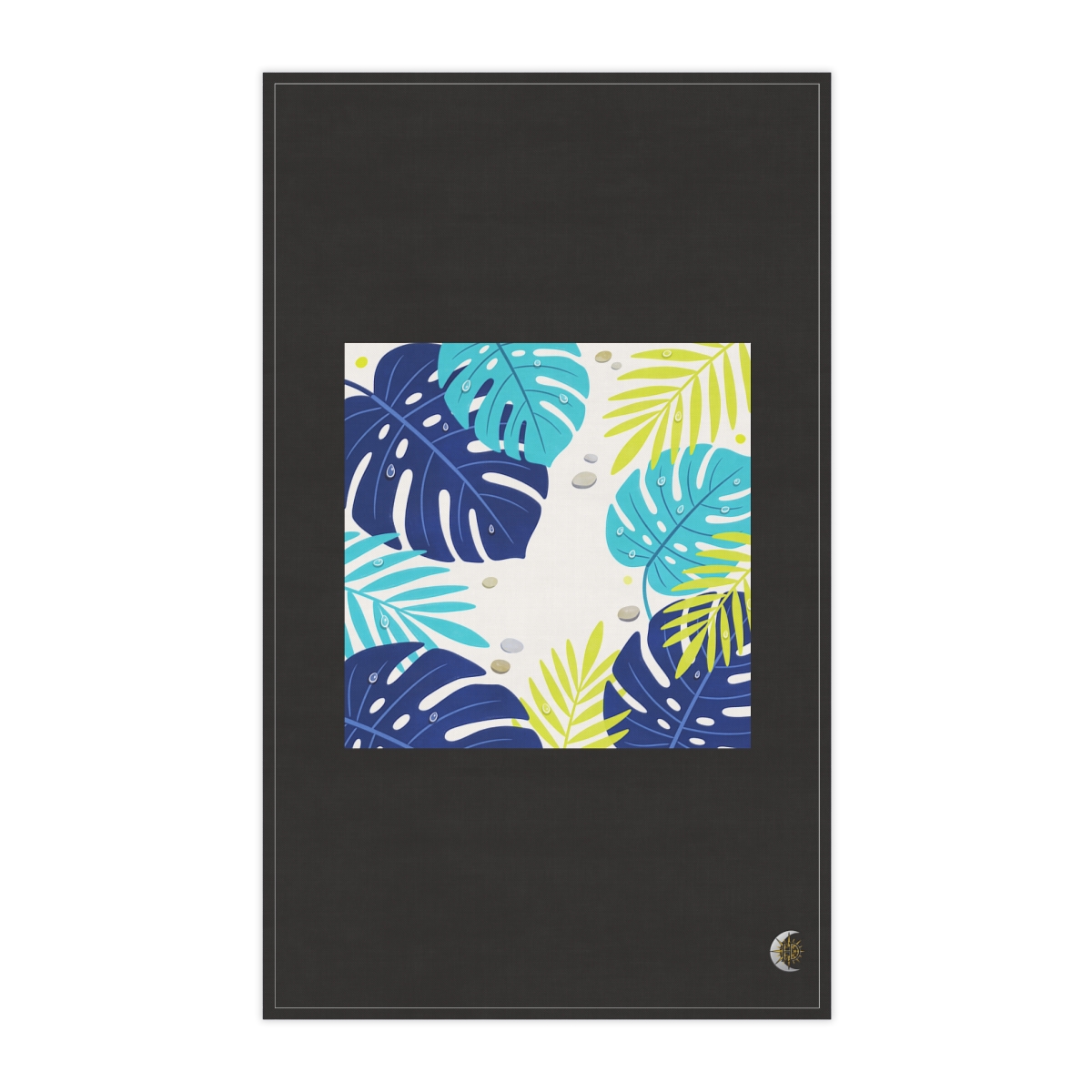 HD Bold tropical leaves with tiny decorative raindrops 100% Cotton Twill Tea Towel