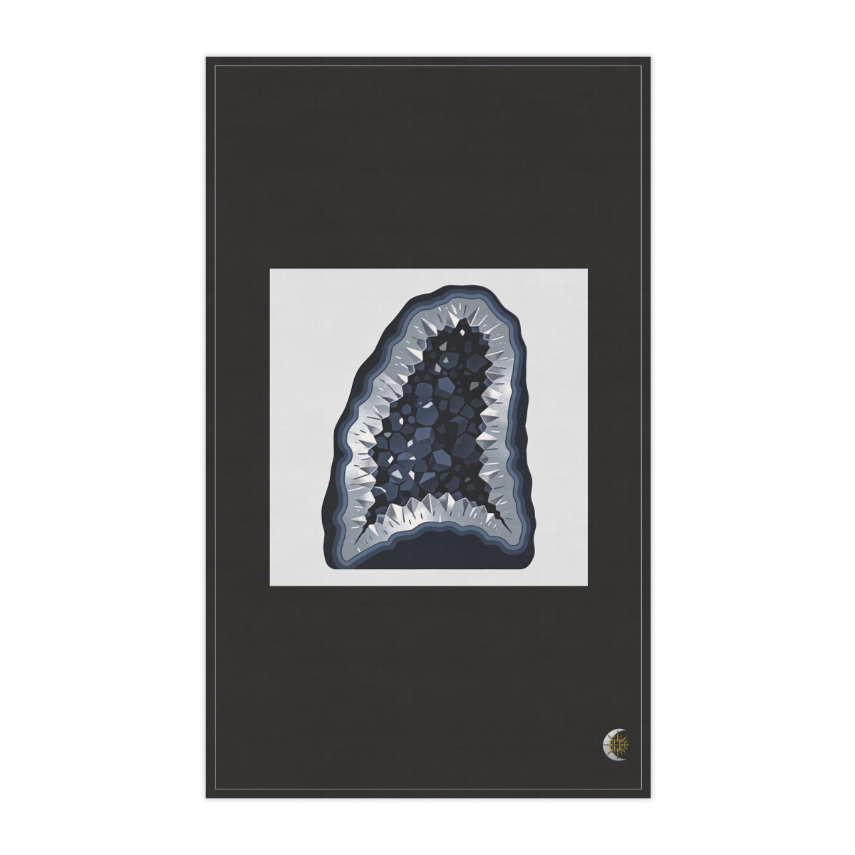 HD Dark geode interior transitioning from loose to dense along a diagonal 100% Cotton Twill Tea Towel