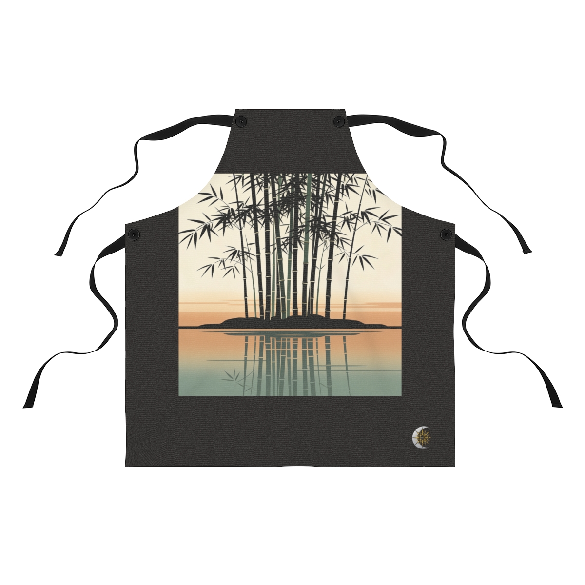 HD Bamboo grove reflected in a broad band of still water Polyester Kitchen Apron