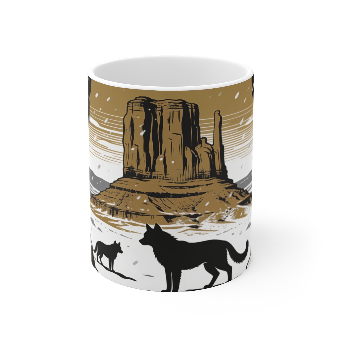 HD Desert mesa framed by a broken foreground rock edge Ceramic Mug 11oz