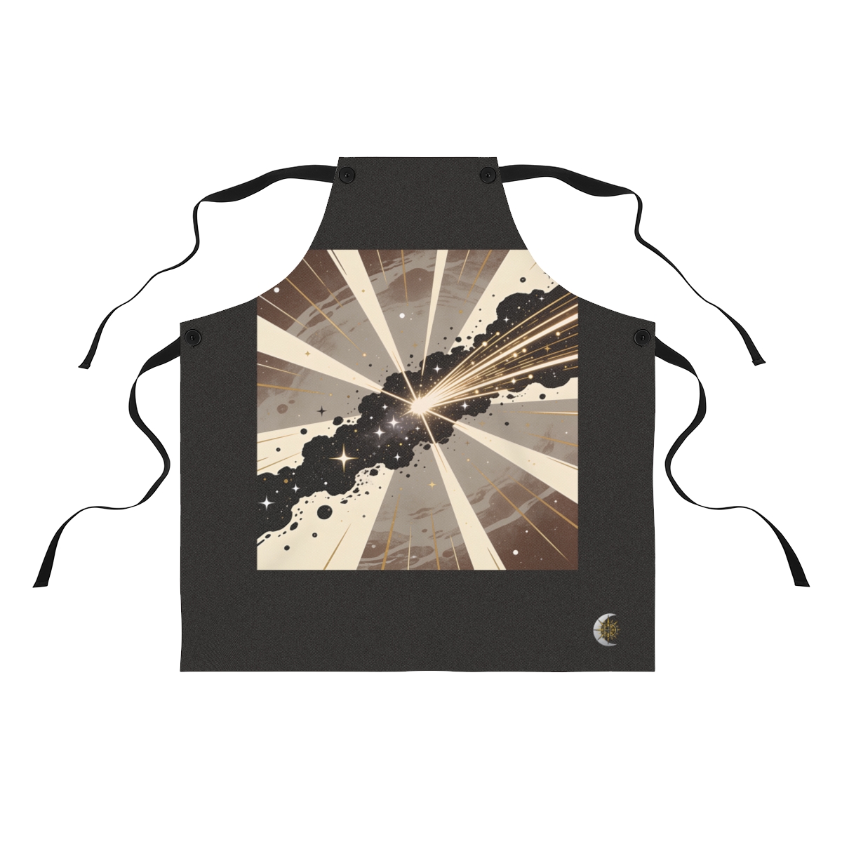 HD Dense star cluster intersecting a fan of luminous trajectories Polyester Kitchen Apron