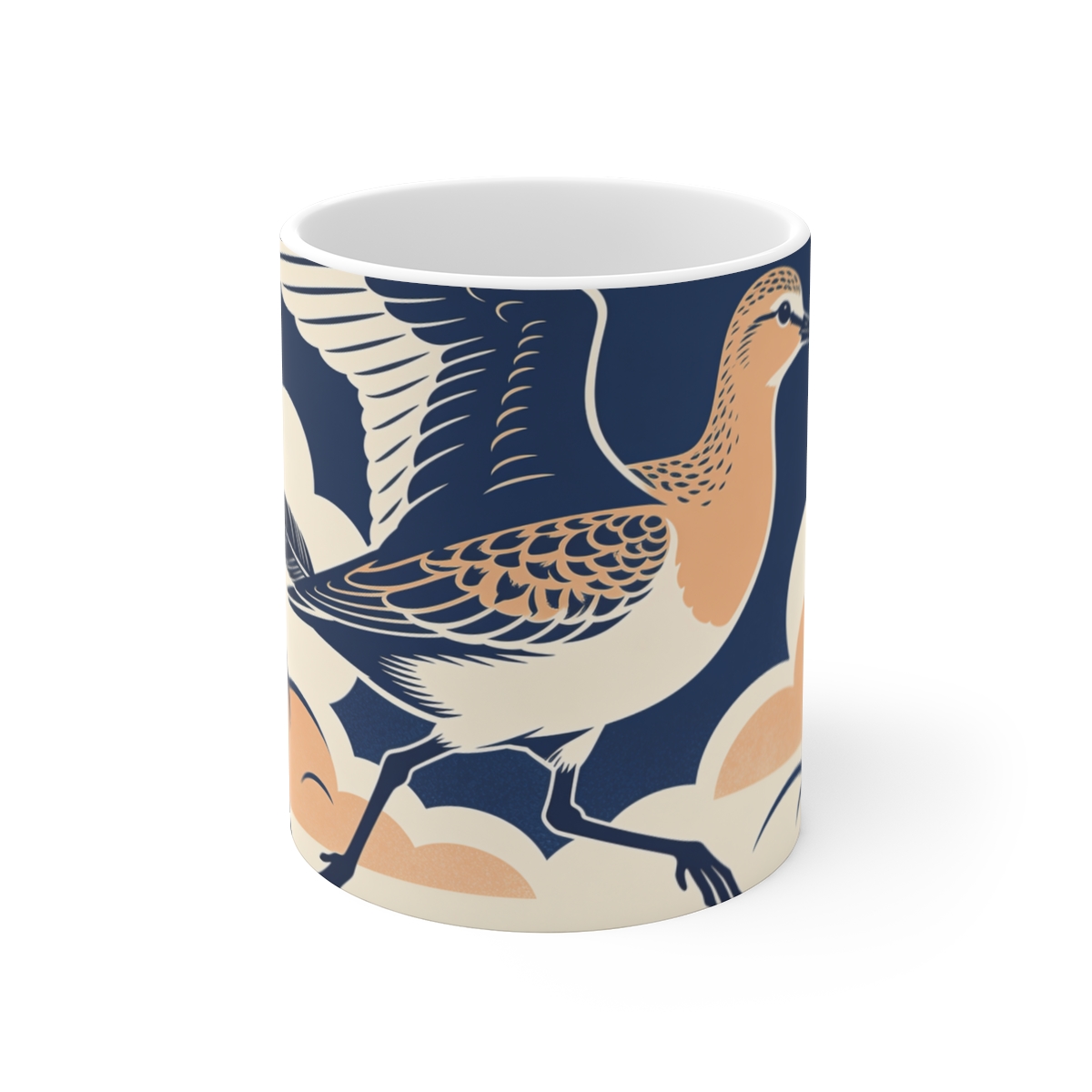 HD Sandpiper crossing the scene with one wing lifted Ceramic Mug 11oz