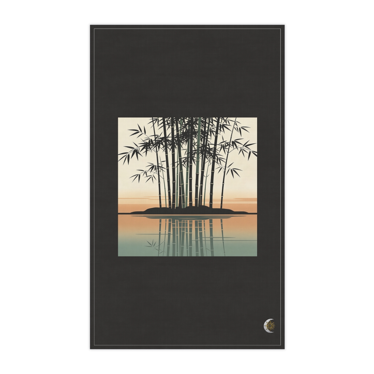 HD Bamboo grove reflected in a broad band of still water 100% Cotton Twill Tea Towel