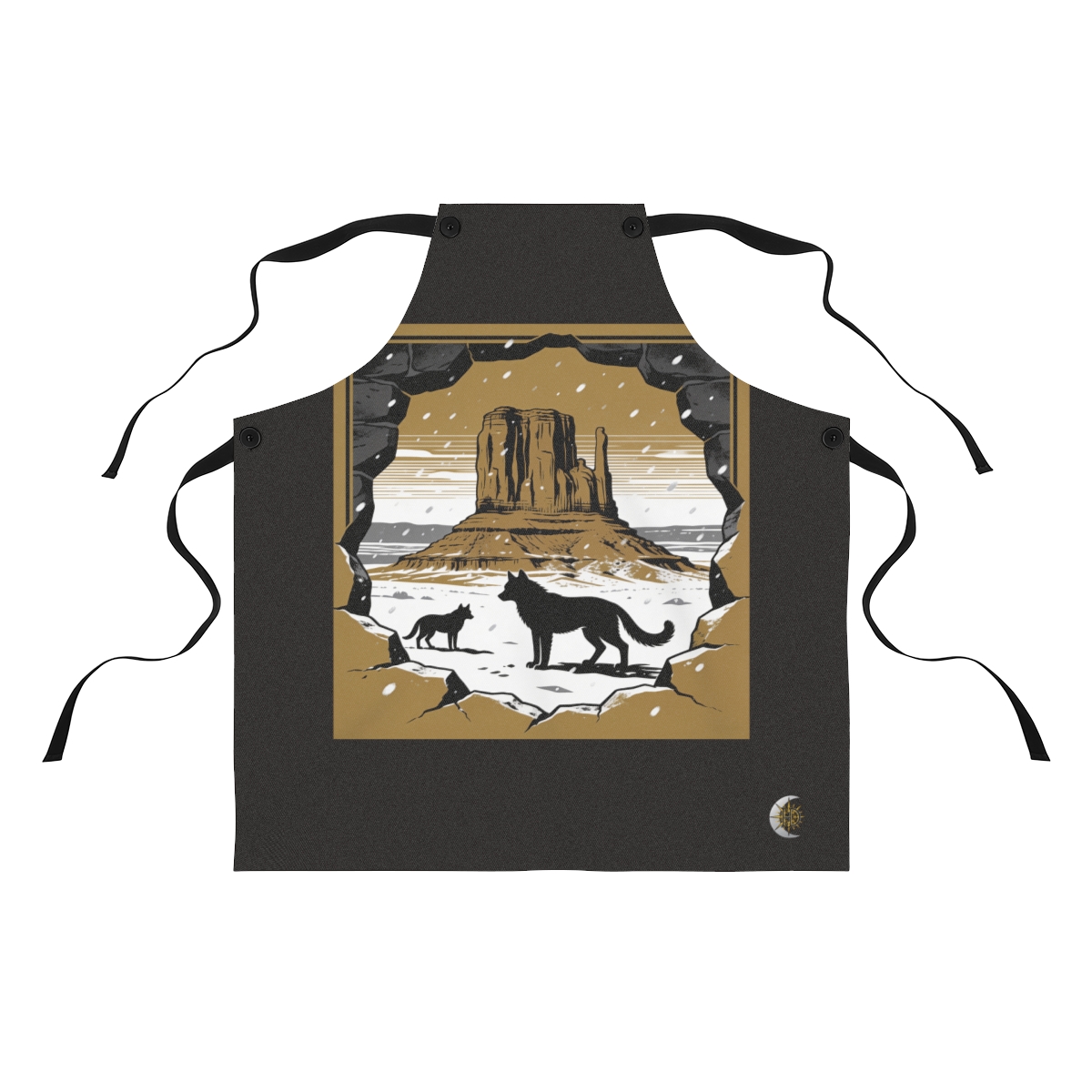 HD Desert mesa framed by a broken foreground rock edge Polyester Kitchen Apron