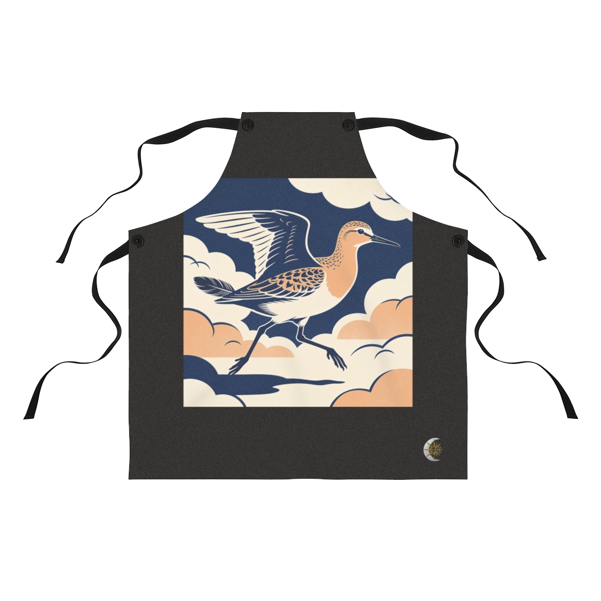 HD Sandpiper crossing the scene with one wing lifted Polyester Kitchen Apron
