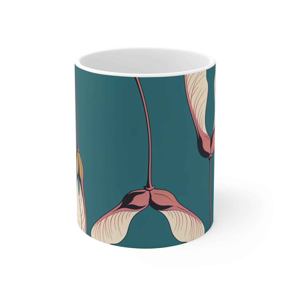 HD Maple samara pair arranged as three distinct growth stages Ceramic Mug 11oz