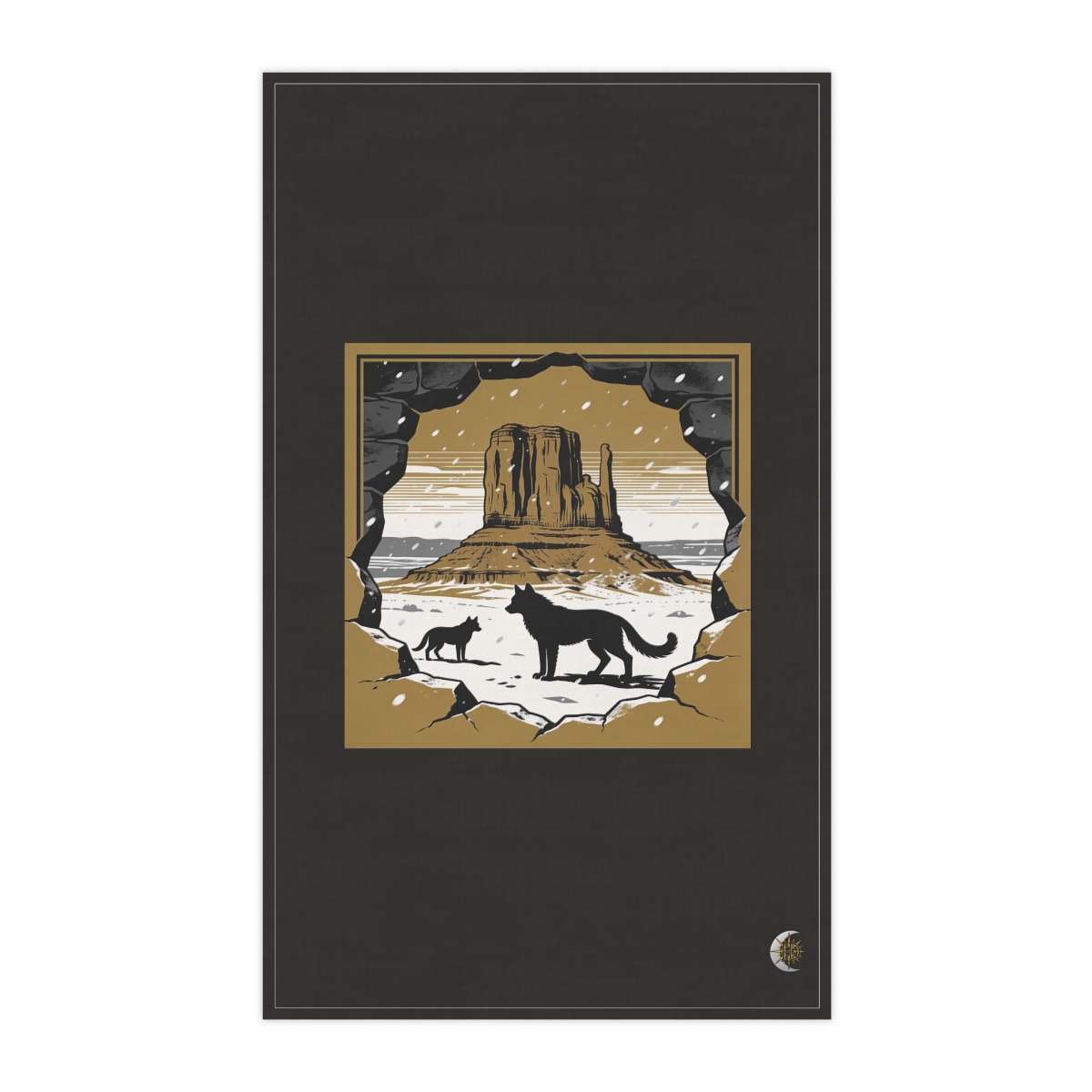 HD Desert mesa framed by a broken foreground rock edge 100% Cotton Twill Tea Towel